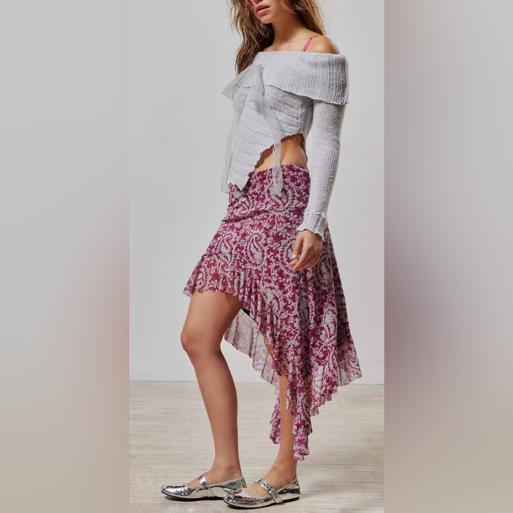 Urban Outfitters Burgundy Asymmetrical Skirt